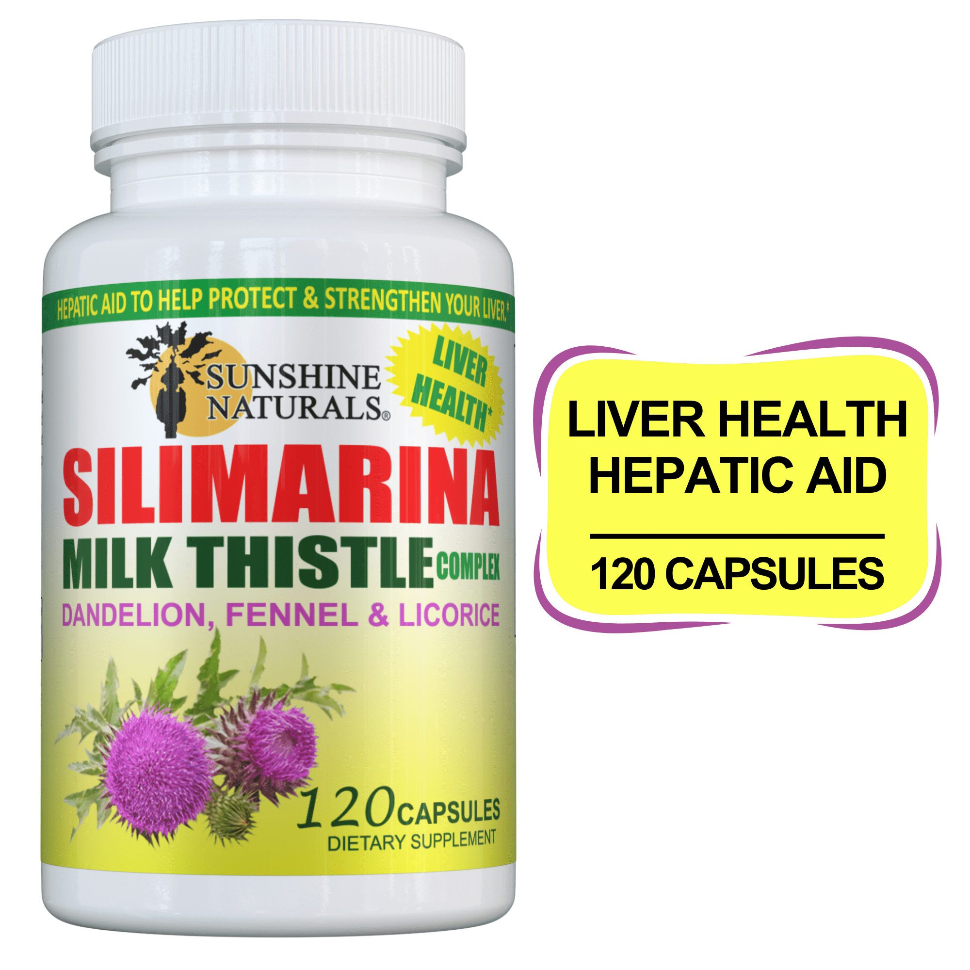 (3 pack) Sunshine Naturals Milk Thistle Complex, 120 Capsules I Silimarina, Dandelion, Fennel, Licorice, Liver Health, Dietary Supplements I Natural Remedy for Liver Health