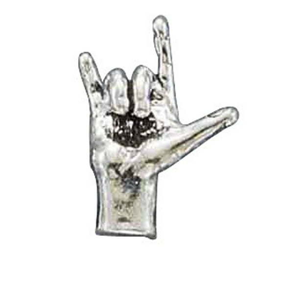 Sterling Silver 16" .8mm Box Chain 3D I Love You American Sign Language Pendant Necklace