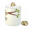 thumbnail image 3 of Sloth Piggy Bank, Cartoon Style Australian Wildlife Mammal on Tree Branch Slow Steady Phrase, Ceramic Coin Bank Money Box for Cash Saving, 3.6" X 3.2", Tan Chestnut Brown, by Ambesonne, 3 of 4