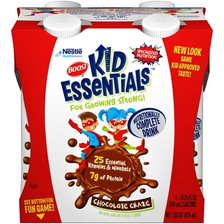 (2 pack) Boost Kids Essentials Nutritionally Complete Drink, Chocolate Craze, 8.25 fl oz, 4 (Best Health Drink For Child)