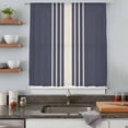 thumbnail image 5 of Beige Striped Sheer Curtains 84 Inches Long, Midnight Blue Geometric Simple Retro Light Filering Curtains, Breathable Simi Curtain Privacy Drapes for Living Room Bedroom Lightweight Window Treatment, 5 of 9