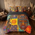 thumbnail image 3 of Manfei African Tribal Twin Bedding, Exotic Style Bedding Comforter Set, Multicolor, Black Reversible 7pcs, 3 of 6