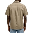 thumbnail image 3 of Uwinwear Mens Button-Up Shirts Short Sleeve Breathable Solid Color Shirts Casual Vacation Beach Summer Water-washed cotton Tops,Khaki,XXXL, 3 of 3