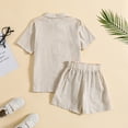 thumbnail image 5 of Mercatoo Toddler Baby Girl Summer Clothes Solid Color Buttons Short Sleeve Shirt and Shorts Outfit Outdoor Casual Set, 5 of 7