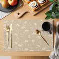 thumbnail image 2 of Beige Floral Placemats Set of 8, Vintage Spring Botanical Flowers Placemats for Dining Table, Place Mats for Kitchen Tabletop, Waterproof Wipeable Dining Table Mats Set, 2 of 9