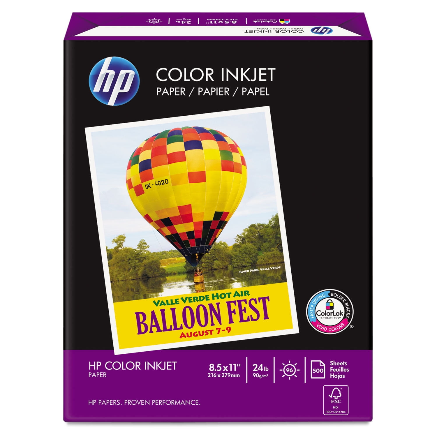 Hp Color Inkjet Paper 96 Brightness 24lb 81/2 x 11 White