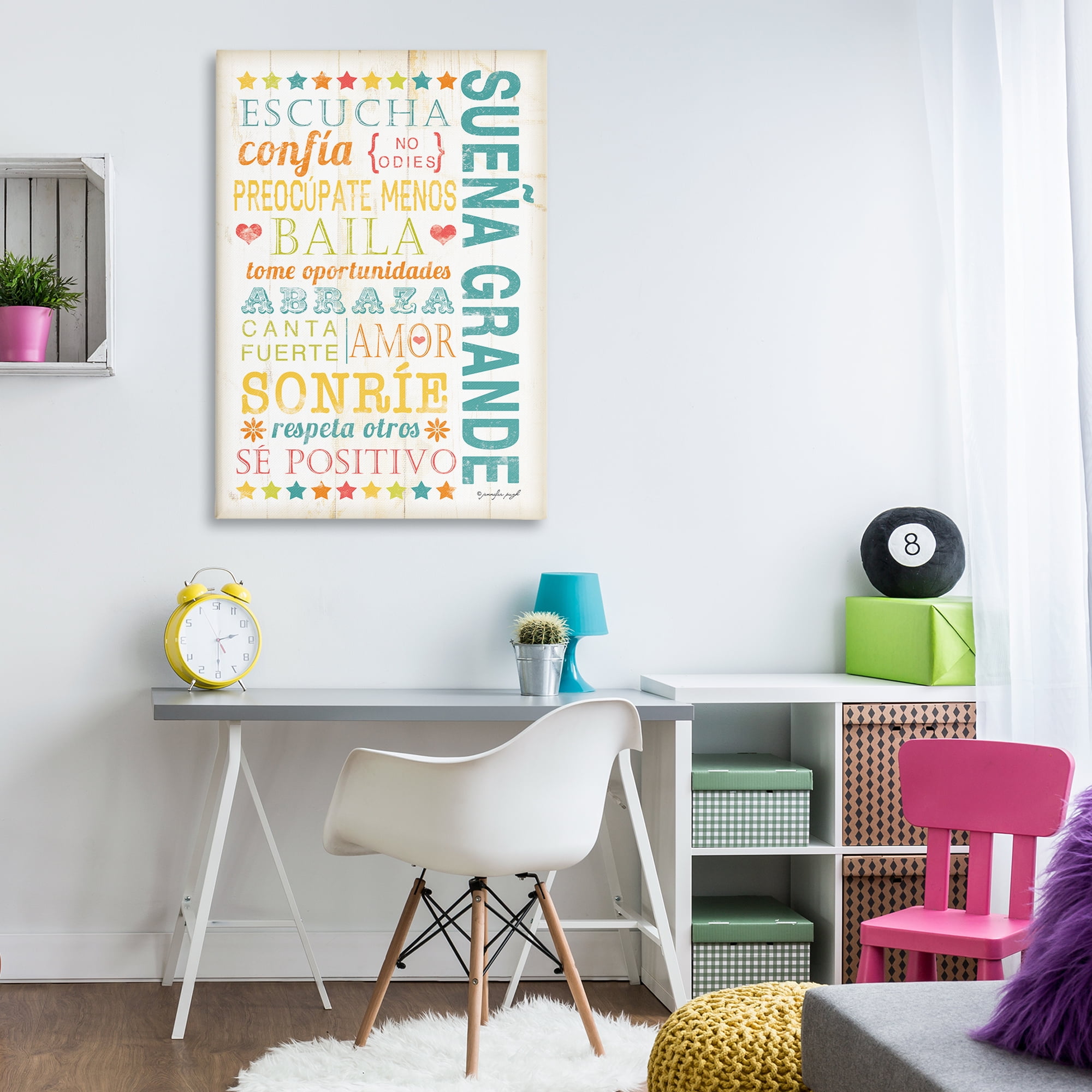 Stupell Industries Sueña Grande Frases Positivas Inspirational Quotes & Sayings Painting Wrapped Canvas Art Print Wall Art, 30 x 45