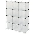 12Cube Storage Shelves with Doors, Modular Book Shelf Organizer Units, Plastic Clothing Storage