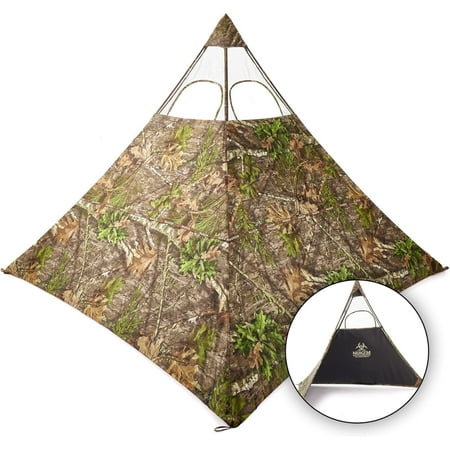 Nukem Grab & Go Hunting Ground Blind Mossy Oak Obsession Lightweight Stake-Free Pop up Turkey & Deer Hunting Blind X-Large