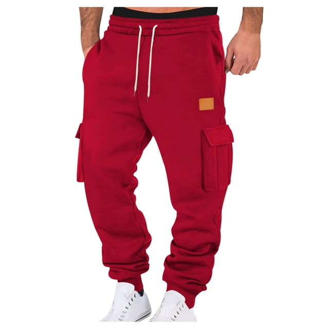 Men's Straight Leg Cargo Pants - Adjustable Waist, Multipocket, Stretch Fabric - Durable Trousers for Outdoor Activities