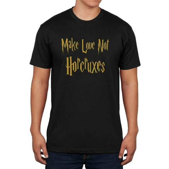 Make Love Not Horcruxes Black Soft Adult T-Shirt - X-Large