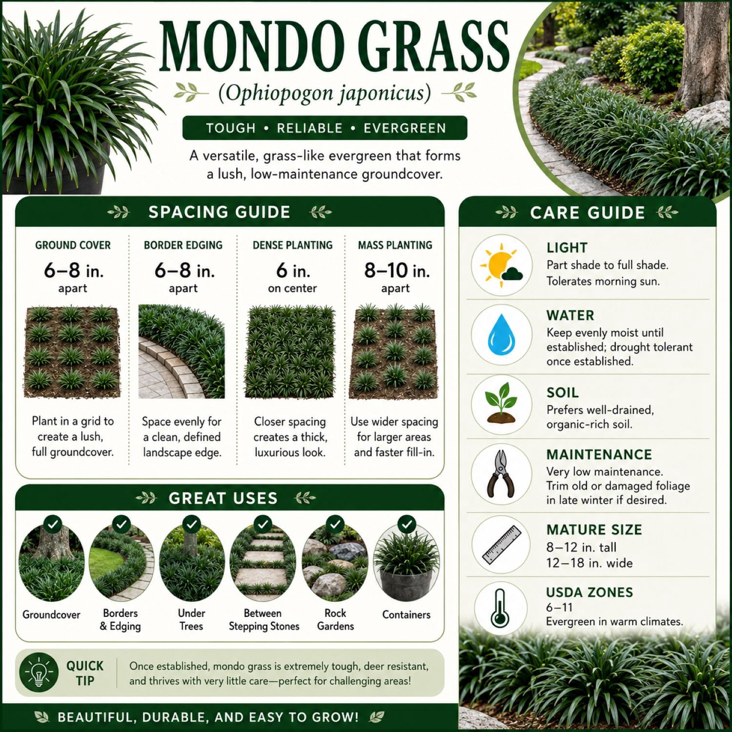 Expert Gardener Mondo Grass Evergreen Groundcover, 2.5-Quart Grower Pot