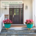 thumbnail image 6 of 8/10/12 Inch Self Watering Pots for Indoor/Outdoor Plants - Large Plastic Planter with Drainage Holes, Water Level Indicator & Deep Reservoir, Modern Decorative Flower Pots (Turquoise), 6 of 7