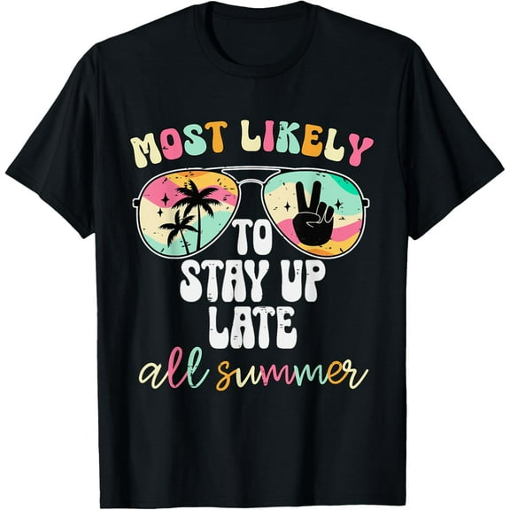 Playful Comfort Tee - Retro Funny Teacher Most Likely To Stay Up Late All Summer T-Shirt