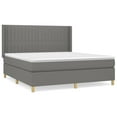 Box spring bed with mattress dark grey 180x200 cm fabric