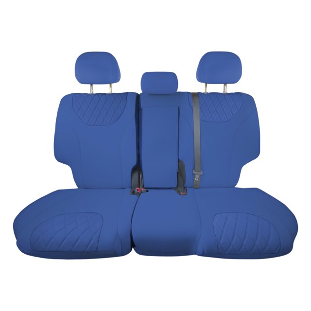 For 2019–2023 Hyundai Santa Fe FH Group Custom Fit Neoprene Waterproof Car Seat Covers - Rear Set Solid Blue