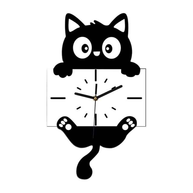 Reloj de Pared con Forma de Gato, Adorno con Temática Animal, Silencioso, Ideal para Cafeterías Y Salas de Estar. Regalo Perfecto.