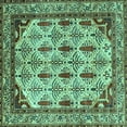 thumbnail image 1 of Ahgly Company Indoor Square Abstract Turquoise Blue Modern Area Rugs, 5' Square, 1 of 4