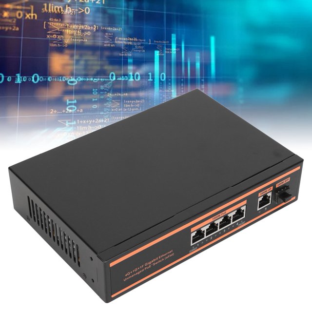 Switch Gigabit Poe, 4 1000Mbps Poe Port 5 Port Gigabit Poe Switch 150W 802.3Af/At Para La Oficina