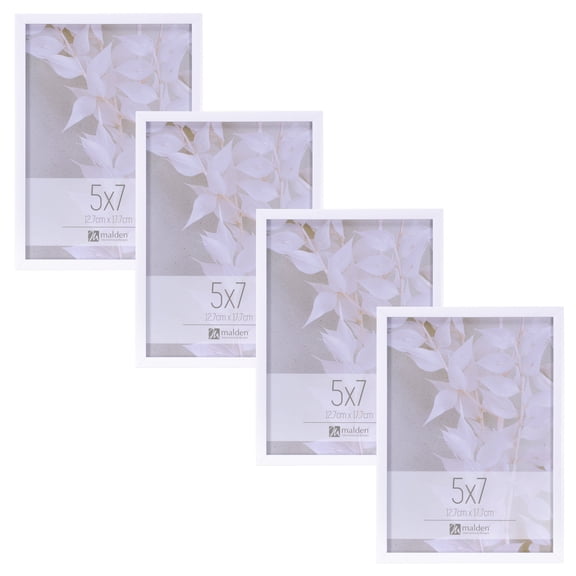 Malden 4-Pack White Picture Frames, 5x7 Tabletop Photo Frame