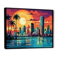 thumbnail image 2 of Designart "Miami Cityscape Pop Art painting I" Cityscapes Floater Framed Canvas Wall Art, 2 of 7