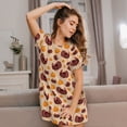 thumbnail image 3 of Balery Thanksgiving Turkey and Pumpkin Pattern Womens Short Sleeve Sleepshirt Scoopneck Cute Nightdress Comfy Nightgown Loungewear Dress, 3 of 6