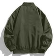 thumbnail image 4 of IYTR Men's Bomber Jacket Lightweight Zipper Stand Collar Long Sleeve Baseball Flight Coats with Pockets Army Green L, 4 of 5