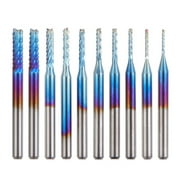 Cnc Router Bits Engraving Rotary End Mills 1/8'' Shank Blue Coated Router Bits Tungsten Steel Rotary Burrs Set 0.8~3.175Mm, 10 Pcs