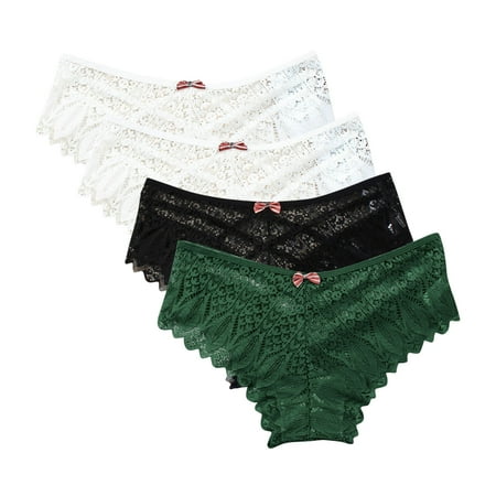 Womens Underwear Lingerie G-string Lace Briefs Underwear Panties T String Thongs Knick 4pc Keeps You Cool Comfortable Available in Plus Size Green L