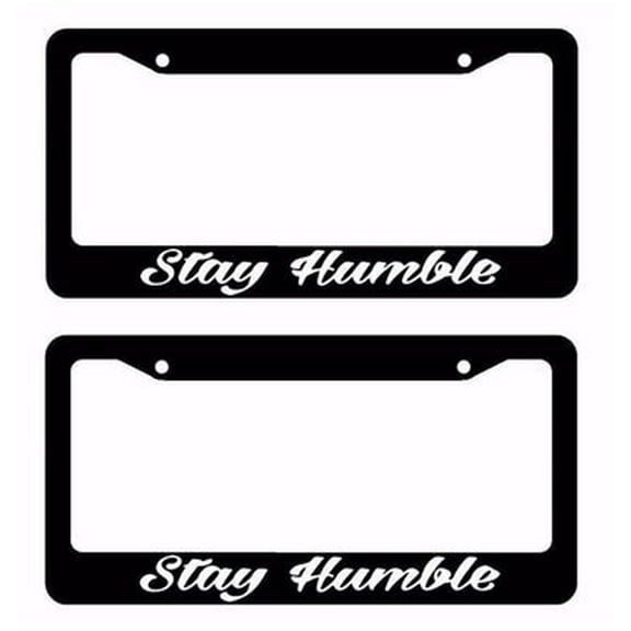 x2 / Two JDM Stay Humble Tuner Drifting Racing Ribs Black License Plate Frame