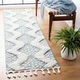 thumbnail image 2 of SAFAVIEH Moroccan Tassel Desmond Southwestern Shag Runner Rug, Teal/Ivory, 2'3" x 12', 2 of 8