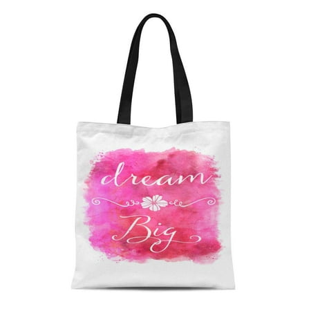 - ASHLEIGH Canvas Tote Bag Yellow Peach Pink Dream Big Inspirational Red Rose Reusable Handbag Shoulder Grocery Shopping Bags