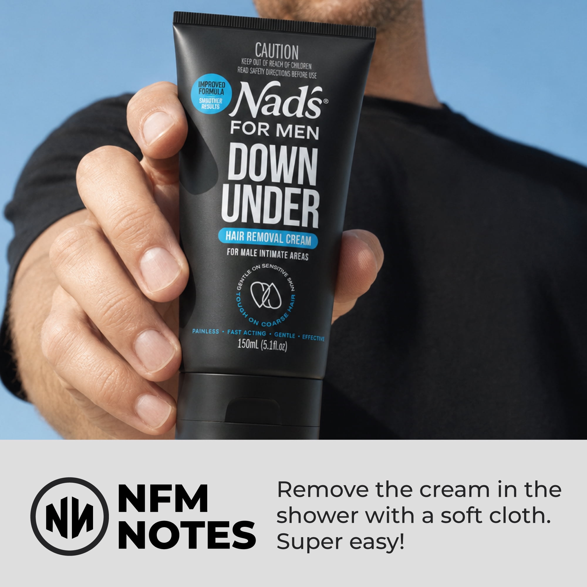 Nad's For Men Down Under Intimate Hair Removal Cream with Aloe Vera, 5.1 fl. oz.