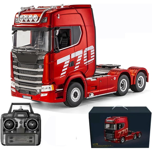 19Channels 770S Hobby RC Tractor Truck Toys 1/18 Scale Light Sound Effects Remote Control Lorry Car Vehicle Trailer for 14y Beginners Adults (6-Wheels)