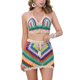 thumbnail image 1 of Conjunto de bikini de 2 piezas para mujer INSPIRE CHIC, top de tirantes con corte en el pecho y falda mini, sets de verano de ganchillo de punto, M multicolor, 1 of 6