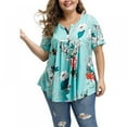 thumbnail image 5 of Plus Size Loose Top Women's Short-sleeved T-Shirts Dress Fashion Print Black/White/Green/Blue, 5 of 10