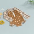 thumbnail image 3 of QJUHUNG Kid Baby Girls One Piece Swimsuit Long Sleeve Zipper Swimwear Ruffle Rashguard Bathing Suits Beachwear, 3 of 8