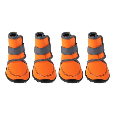 

4Pcs Waterproof Dog Shoes Nonslip Sole Dog Boots Size L (Orange)