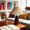 thumbnail image 3 of Walnut Shaped Desk Lamp With Pleated Shade, Faux Wood Grain Bedroom Bedside Table Lamp, Small Night Light With 3-Level Dimmable Brightness for Home Decor, 3 of 6