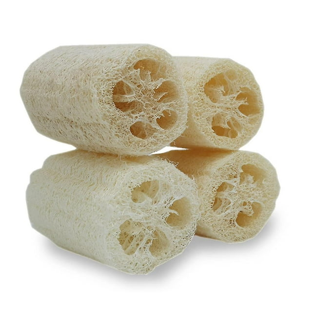 Esponja exfoliante corporal de lufa natural de 4 pulgadas para el cuidado de la piel en baños, spas y duchas, paquete de 4