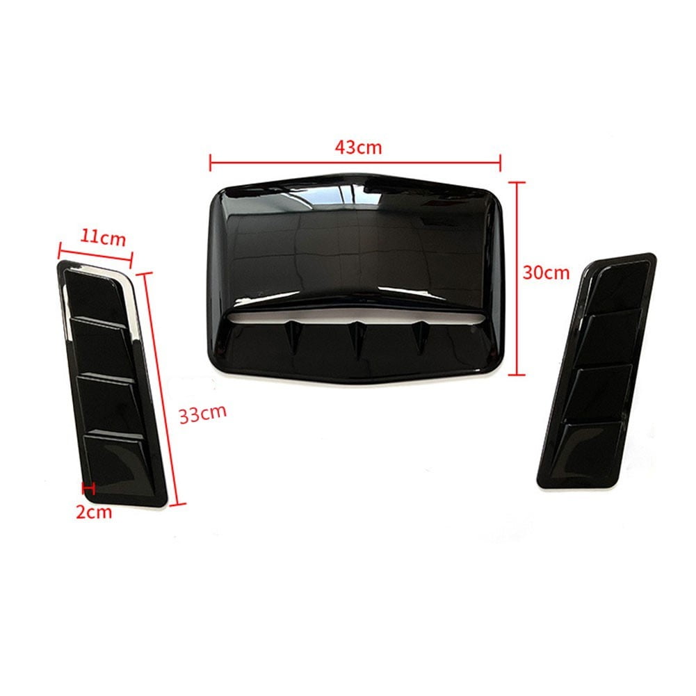 Car Vent Decorative Air Flow Intake Bonnet Hood Scoop Cover Set 3PCS