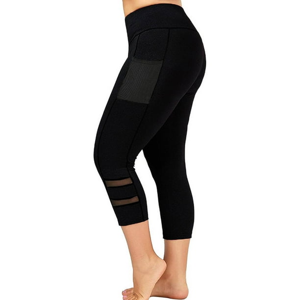 ORQ Womens Plus Size Yoga Pant Stretch Activewear Capri Leggings with