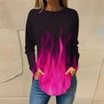 thumbnail image 2 of QATAINLAV Womens Tops Trendy Long Sleeve Loose Blouse Casual Round Neck Pullover T Shirts Flame Printed Sweatshirt Fall Clothes Hot Pink XL, 2 of 6