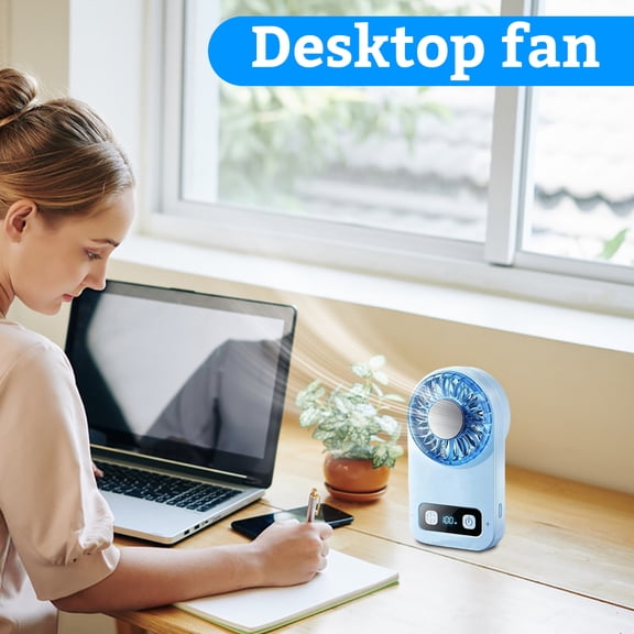 Portable Mini Fan Semiconductor Cooling 1 Pack with USB Charging Cable Blue Handheld Iced Cooling Fan for Outdoor Camping Hiking Travel Student Daily Use Outing