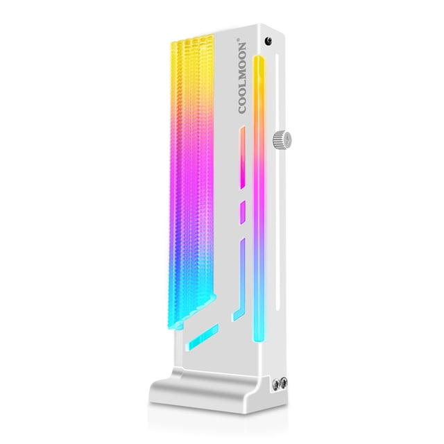 Coolmoon Soporte para tarjeta de video Soporte para tarjeta gráfica vertical RGB colorido Soporte de altura ajustable 2W 12LEDs, Blanco Sweethay EL004870-02B