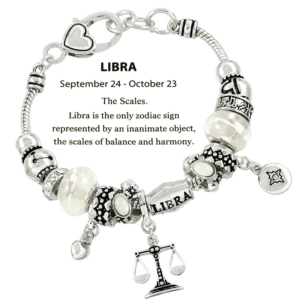 Falari Zodiac Charm Bracelet MultiColor Slide Metal Murano Beads