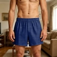 thumbnail image 2 of VBTAPA Men's Plaid Pajama Shorts Baggy Casual Boxers Shorts Daily Pj Sleep Bottoms Comfy Homewear Boxers Navy XXXXL, 2 of 7
