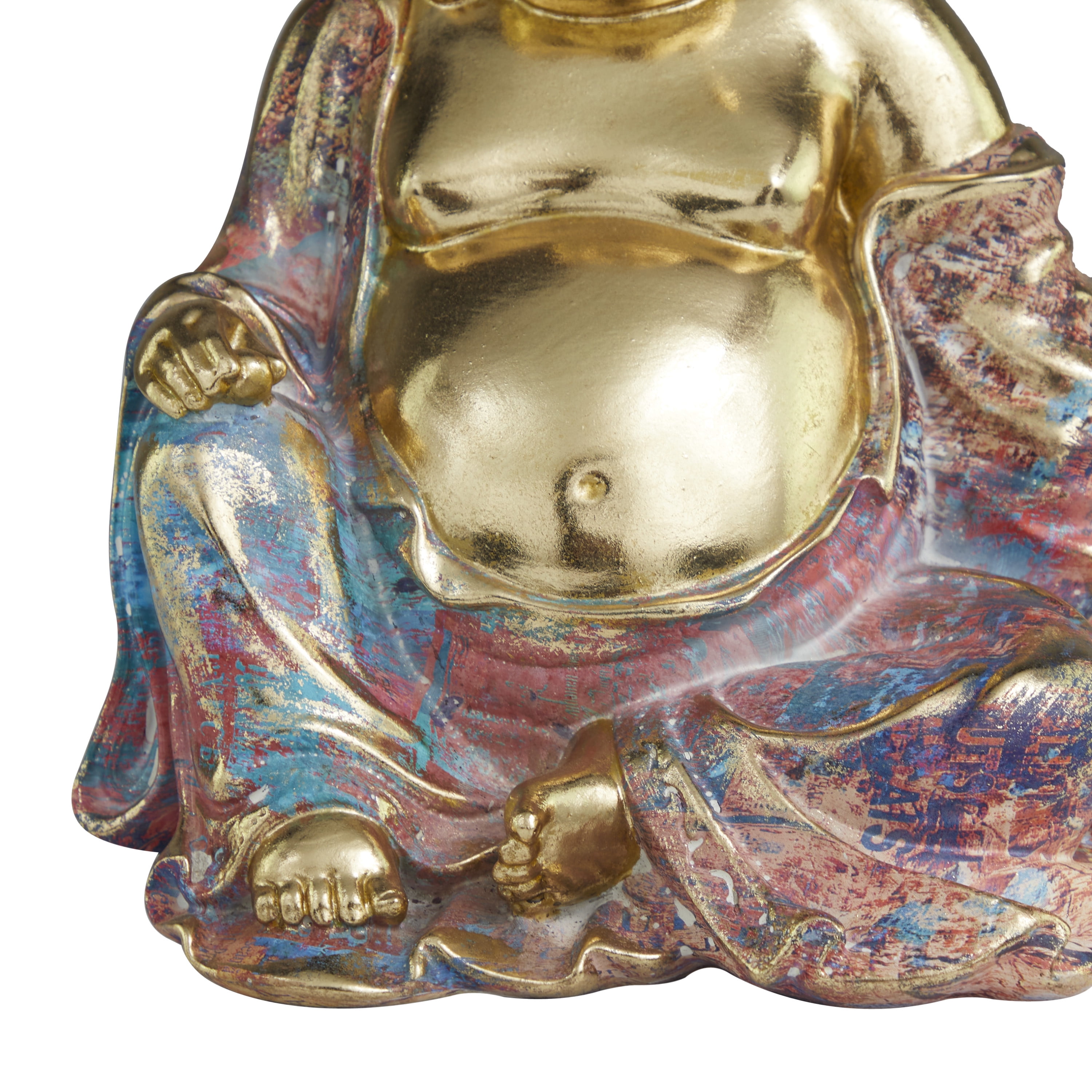 10" x 11" Multi Colored Resin Buddha Sculpture, by DecMode