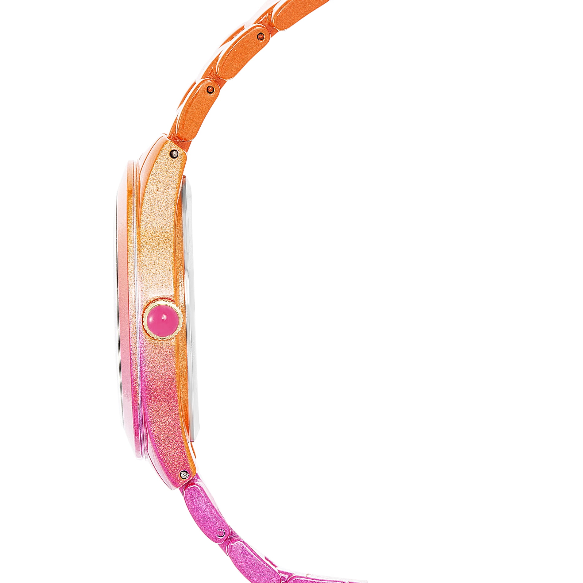 Luv Betsey Women's All Over Gradient Printed Orange and Fuchsia Case, Dial and Band Watch