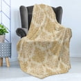 thumbnail image 4 of Ivory Soft Flannel Fleece Throw Blanket, Vintage Baroque Pattern with Curved Flower Lines Rococo Style Ornate Artwork, Cozy Plush for Indoor and Outdoor Use, 50" x 60", Cream Pale Brown, by Ambesonne, 4 of 5